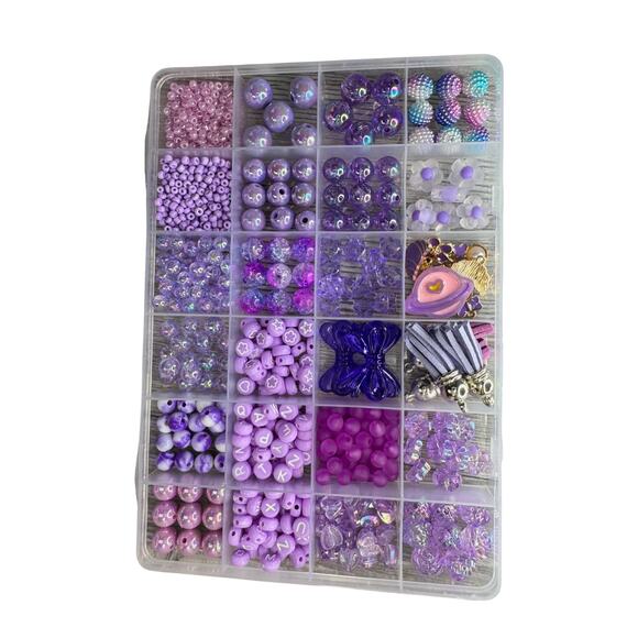 Purple Acrylic Bead Box Jewelry Making Kit - Picture 1 of 3